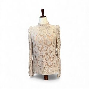 NWT WAYF Puff Sleeve Lace Blouse Size S